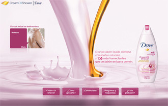 Sitio Web de Dove Cream Oil Shower